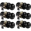 image:imageProbrico Interior Hallway Door Knobs for Hall or Closet Flat Ball Black Passage Door KnobsBlack