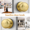 image:imageProbrico Interior Hallway Door Knobs for Hall or Closet Flat Ball Black Passage Door KnobsBrushed Brass
