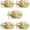 image:imageProbrico Interior Hallway Door Knobs for Hall or Closet Flat Ball Black Passage Door KnobsGold