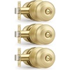 image:imageProbrico Interior Hallway Door Knobs for Hall or Closet Flat Ball Black Passage Door KnobsGold