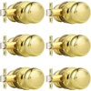 image:imageProbrico Interior Hallway Door Knobs for Hall or Closet Flat Ball Black Passage Door KnobsPolished Brass