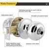 image:imageProbrico Interior Hallway Door Knobs for Hall or Closet Flat Ball Black Passage Door KnobsPolished Chrome