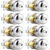 image:imageProbrico Interior Hallway Door Knobs for Hall or Closet Flat Ball Black Passage Door KnobsPolished Chrome