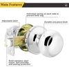 image:imageProbrico Interior Hallway Door Knobs for Hall or Closet Flat Ball Black Passage Door KnobsPolished Chrome