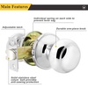 image:imageProbrico Interior Hallway Door Knobs for Hall or Closet Flat Ball Black Passage Door KnobsPolished Chrome