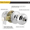 image:imageProbrico Interior Hallway Door Knobs for Hall or Closet Flat Ball Black Passage Door KnobsPolished Chrome