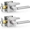 image:imageProbrico Interior Passage Door Handles 10 Pack Polished Chrome NonLocking Square Levers for Closet Hallway Reversible Heavy Duty HardwareBrushed Nickel