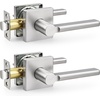 image:imageProbrico Interior Passage Door Handles 10 Pack Polished Chrome NonLocking Square Levers for Closet Hallway Reversible Heavy Duty HardwareBrushed Nickel
