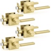 image:imageProbrico Interior Passage Door Handles 10 Pack Polished Chrome NonLocking Square Levers for Closet Hallway Reversible Heavy Duty HardwareGold