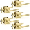 image:imageProbrico Interior Passage Door Handles 10 Pack Polished Chrome NonLocking Square Levers for Closet Hallway Reversible Heavy Duty HardwareGold