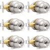 image:imageProbrico Keyed Alike Entry Door Knobs Black Keyed Entry Locksets Round Interior Door Knobs with Lock and Keys3 PackBrushed Nickel