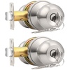 image:imageProbrico Keyed Alike Entry Door Knobs Black Keyed Entry Locksets Round Interior Door Knobs with Lock and Keys3 PackBrushed Nickel