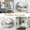 image:imageProbrico Keyed Alike Entry Door Knobs Black Keyed Entry Locksets Round Interior Door Knobs with Lock and Keys3 PackBrushed Nickel