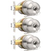 image:imageProbrico Keyed Alike Entry Door Knobs Black Keyed Entry Locksets Round Interior Door Knobs with Lock and Keys3 PackBrushed Nickel