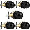 image:imageProbrico Matte Balck Ball Passage Door Knobs HallCloset Door Handles Keyless NonLocking Interior Door Knobs 6 PackBlack