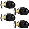 image:imageProbrico Matte Balck Ball Passage Door Knobs HallCloset Door Handles Keyless NonLocking Interior Door Knobs 6 PackBlack