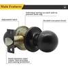 image:imageProbrico Matte Balck Ball Passage Door Knobs HallCloset Door Handles Keyless NonLocking Interior Door Knobs 6 PackBlack