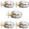 image:imageProbrico Matte Balck Ball Passage Door Knobs HallCloset Door Handles Keyless NonLocking Interior Door Knobs 6 PackBrushed Nickel
