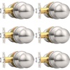 image:imageProbrico Matte Balck Ball Passage Door Knobs HallCloset Door Handles Keyless NonLocking Interior Door Knobs 6 PackBrushed Nickel