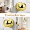 image:imageProbrico Matte Balck Ball Passage Door Knobs HallCloset Door Handles Keyless NonLocking Interior Door Knobs 6 PackPolished Brass