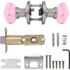 image:imageProbrico NonLocking Door Handles Interior for Hallway and Closet 1 Pack Crystal Door knobs Passage in Round Faceted Diamond Shape Heavy Duty Pink Glass Door Knob with Brushed Nickel Round Rosette