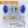 image:imageProbrico NonLocking Keyless Door Knob Interior for HallwayCloset 1 Pack Round Faceted Diamond Shape Blue Glass Door Knobs Passage Heavy Duty Crystal Door Knobs with Brushed Nickel Finish Rosette