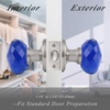 image:imageProbrico NonLocking Keyless Door Knob Interior for HallwayCloset 1 Pack Round Faceted Diamond Shape Blue Glass Door Knobs Passage Heavy Duty Crystal Door Knobs with Brushed Nickel Finish Rosette