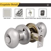 image:imageProbrico Oval Brushed Nickel Privacy Door Knobs Keyless Interior Door Locks Egg Shape BathBed Door Handles 3 Pack
