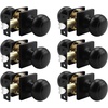 image:imageProbrico Passage Door Knob Black Interior Keyless NonLocking Flat Ball Door Knob HallCloset Handle with Suqare Rosette 1 PackBlack