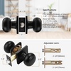 image:imageProbrico Passage Door Knob Black Interior Keyless NonLocking Flat Ball Door Knob HallCloset Handle with Suqare Rosette 1 PackBlack