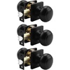 image:imageProbrico Passage Door Knob Black Interior Keyless NonLocking Flat Ball Door Knob HallCloset Handle with Suqare Rosette 1 PackBlack