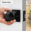 image:imageProbrico Passage Door Knob Black Interior Keyless NonLocking Flat Ball Door Knob HallCloset Handle with Suqare Rosette 1 PackBlack