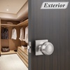 image:imageProbrico Passage Door Knob Brushed Nickel Interior Keyless NonLocking Flat Ball Door Knob HallCloset Handle with Suqare Rosette 1 Pack