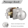 image:imageProbrico Passage Door Knob Brushed Nickel Interior Keyless NonLocking Flat Ball Door Knob HallCloset Handle with Suqare Rosette 1 Pack