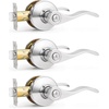 image:imageProbrico Polished Chrome Door Handles Privacy Door Lever Interior Chrome Door Lever for Bedroom Bathroom Keyless Interior Door Handle with Lock Wave Style 6 PackPolished Chrome