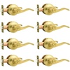image:imageProbrico Polished Chrome Door Handles Privacy Door Lever Interior Chrome Door Lever for Bedroom Bathroom Keyless Interior Door Handle with Lock Wave Style 6 PackGold