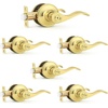 image:imageProbrico Polished Chrome Door Handles Privacy Door Lever Interior Chrome Door Lever for Bedroom Bathroom Keyless Interior Door Handle with Lock Wave Style 6 PackPolished Brass