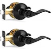 image:imageProbrico Polished Chrome Door Handles Privacy Door Lever Interior Chrome Door Lever for Bedroom Bathroom Keyless Interior Door Handle with Lock Wave Style 6 PackBlack