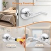 image:imageProbrico Polished Chrome Door Handles Privacy Door Lever Interior Chrome Door Lever for Bedroom Bathroom Keyless Interior Door Handle with Lock Wave Style 6 PackPolished Chrome
