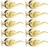 image:imageProbrico Polished Chrome Door Handles Privacy Door Lever Interior Chrome Door Lever for Bedroom Bathroom Keyless Interior Door Handle with Lock Wave Style 6 PackPolished Brass