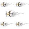 image:imageProbrico Polished Chrome Door Handles Privacy Door Lever Interior Chrome Door Lever for Bedroom Bathroom Keyless Interior Door Handle with Lock Wave Style 6 PackPolished Chrome