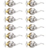 image:imageProbrico Polished Chrome Door Handles Privacy Door Lever Interior Chrome Door Lever for Bedroom Bathroom Keyless Interior Door Handle with Lock Wave Style 6 PackSatin Nickel
