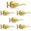 image:imageProbrico Polished Chrome Door Handles Privacy Door Lever Interior Chrome Door Lever for Bedroom Bathroom Keyless Interior Door Handle with Lock Wave Style 6 PackGold