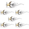 image:imageProbrico Polished Chrome Door Handles Privacy Door Lever Interior Chrome Door Lever for Bedroom Bathroom Keyless Interior Door Handle with Lock Wave Style 6 PackPolished Chrome