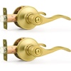 image:imageProbrico Polished Chrome Door Handles Privacy Door Lever Interior Chrome Door Lever for Bedroom Bathroom Keyless Interior Door Handle with Lock Wave Style 6 PackGold