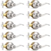 image:imageProbrico Polished Chrome Door Handles Privacy Door Lever Interior Chrome Door Lever for Bedroom Bathroom Keyless Interior Door Handle with Lock Wave Style 6 PackSatin Nickel