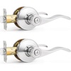 image:imageProbrico Polished Chrome Door Handles Privacy Door Lever Interior Chrome Door Lever for Bedroom Bathroom Keyless Interior Door Handle with Lock Wave Style 6 PackPolished Chrome