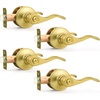 image:imageProbrico Polished Chrome Door Handles Privacy Door Lever Interior Chrome Door Lever for Bedroom Bathroom Keyless Interior Door Handle with Lock Wave Style 6 PackGold
