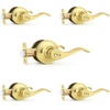 image:imageProbrico Polished Chrome Door Handles Privacy Door Lever Interior Chrome Door Lever for Bedroom Bathroom Keyless Interior Door Handle with Lock Wave Style 6 PackPolished Brass