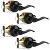 image:imageProbrico Polished Chrome Door Handles Privacy Door Lever Interior Chrome Door Lever for Bedroom Bathroom Keyless Interior Door Handle with Lock Wave Style 6 PackBlack